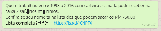 Golpe FGTS no Whatsapp