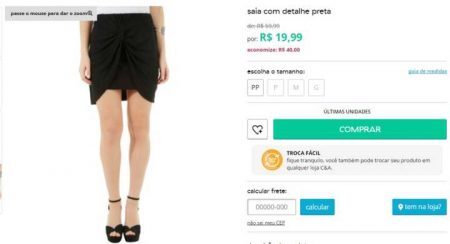 Saia com detalhe está com 74% OFF