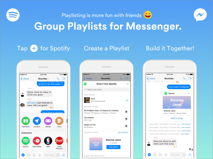 Spotify agora permite compartilhar listas de música com os amigos pelo Messenger.