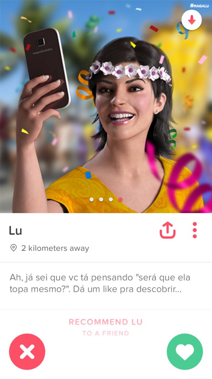 “Lu” deu matches em pessoas de todas as orientações sexuais em ação que promoveu o amor e diversidade.