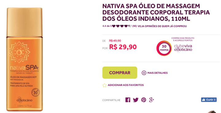 Este óleo de massagem está com 40% OFF na loja virtual