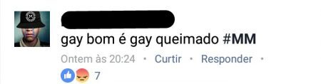 Comentário ofensivo na página de Pabllo Vittar no Facebook