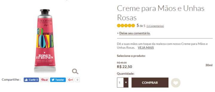 O creme para mãos e unhas está com 50% OFF