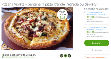 Pizzaria Violeta, na Zona Norte, tem desconto de até 55%