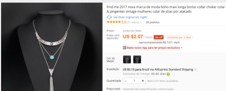 Colar sai por menos de R$ 8