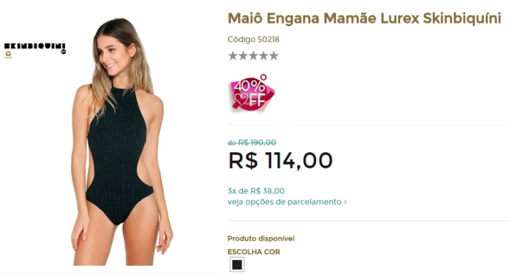 Esse maiô modelo engana mamãe está com R$ 76 de desconto na loja virtual