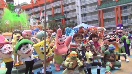 Personagens da Nickelodeon em evento na gringa