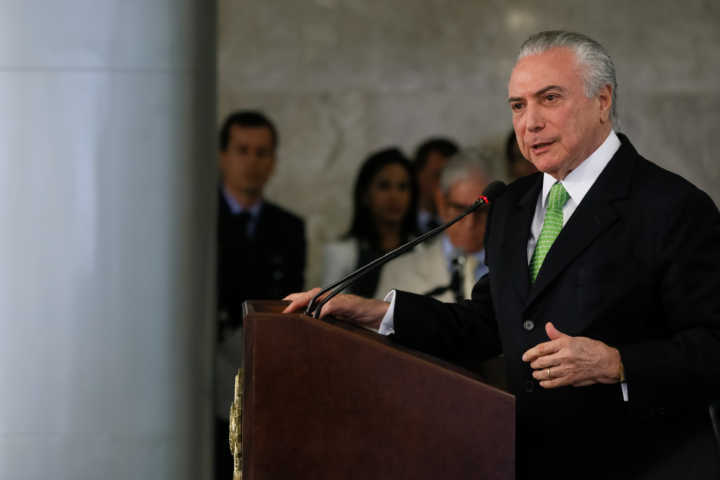 O presidente Michel Temer durante cerimônia em Brasília