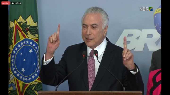 O presidente Michel Temer durante pronunciamento