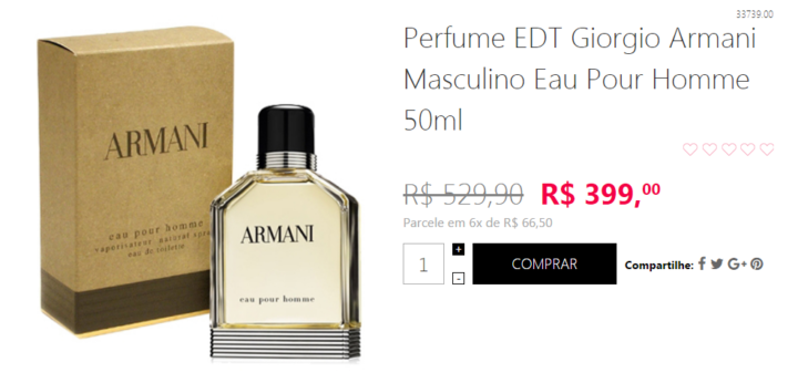 O perfume Giorgio Armani é um dos produtos em promoção no site da Ikesaki