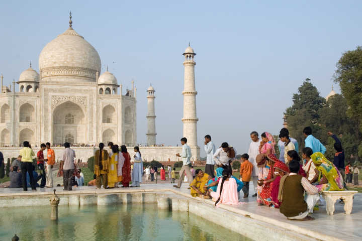 O Taj Mahal, o marco mais famoso da Índia