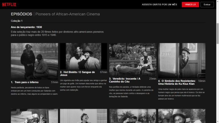 Serviço de streaming possui uma seleção incrível sobre um capítulo pouco comentado da história do cinema, a contribuição dos primeiros cineastas negros de 1915 e 1946.