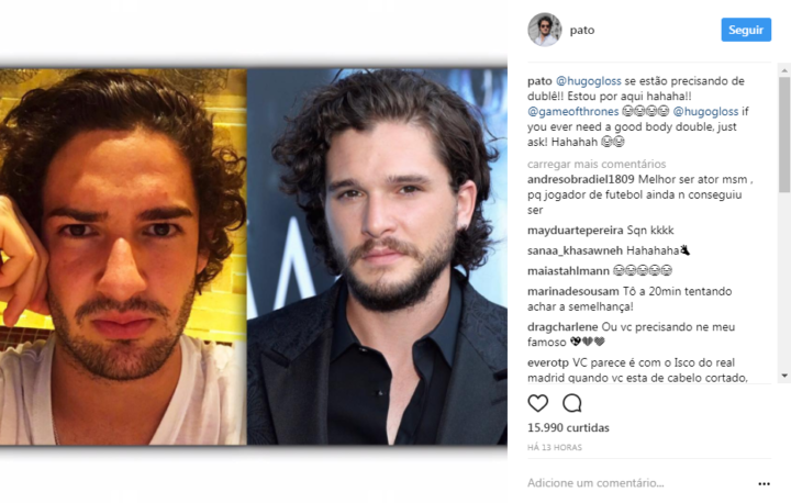 Alexandre Pato se compara a Jon Snow e internet cai na risada