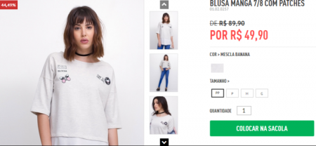 Blusa Manga com Patches está com 44% OFF