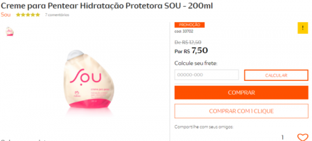 Creme para pentear sai por R$ 7,50