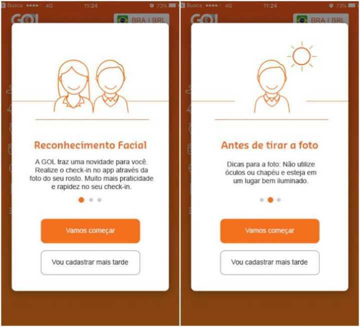 A Gol é a primeira companhia aérea do mundo a oferecer check-in por reconhecimento facial no celular