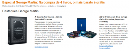 Livros de George Martin estão em promoção na compra de 4 peças