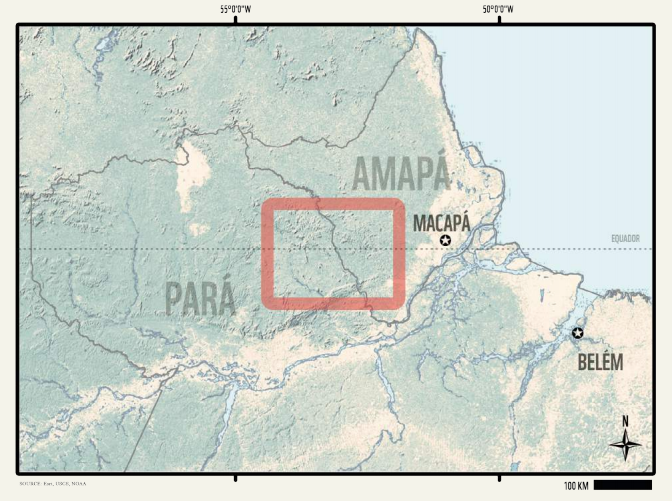 Mapa mostra área da Reserva Nacional do Cobre e Associados