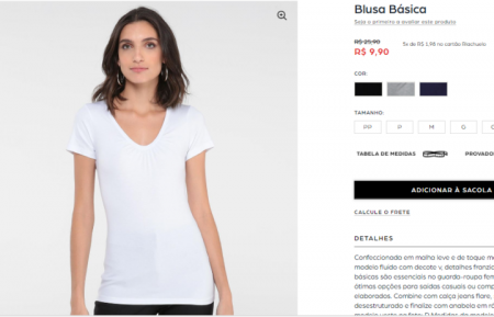 Blusa básica sai por R$ 9,90