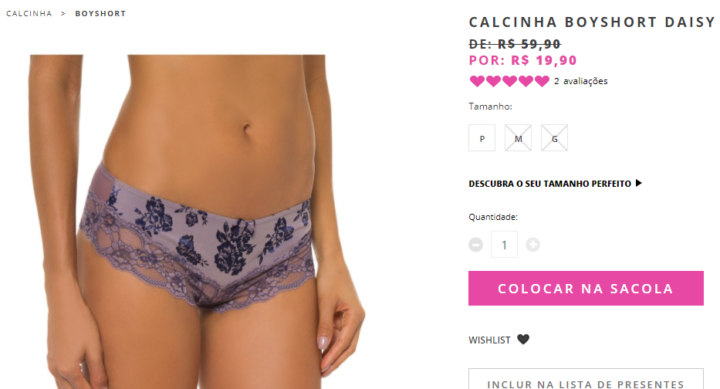 Essa calcinha está com 65% OFF no e-commerce