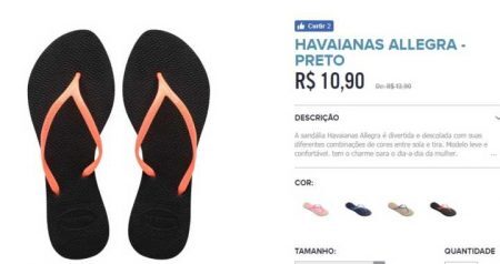 Havaianas Allegra Preto sai por R$ 10,90