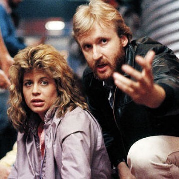 James Cameron e Linda Hamilton nos bastidores de “O Exterminador do Futuro”