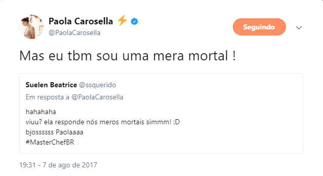 Paola Carosella responde seguidores pelo Twitter