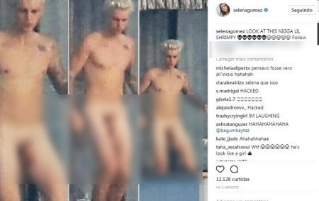 Montagem com fotos de Justin Bieber postada na conta da cantora Selena Gomez