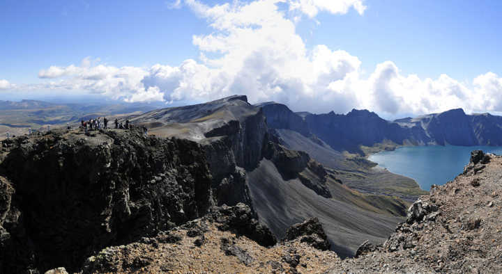 Vista panorâmica do monte Paekdusan, na Coreia do Norte