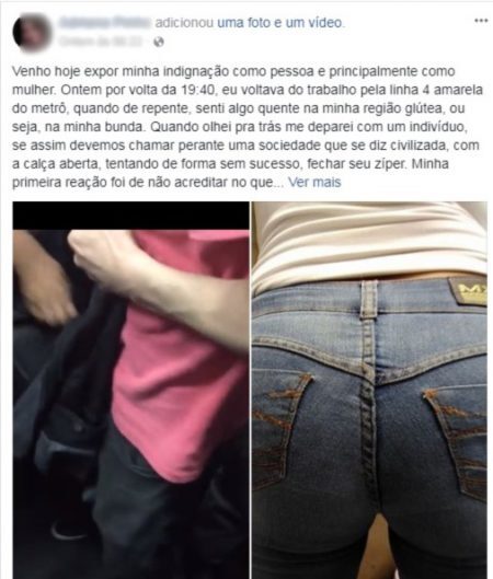 Relato em rede social de vítima de violência no metrô