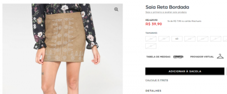 Saia bordada está com quase 70% OFF