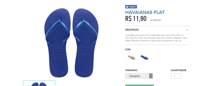 Preço mínimo no outlet virtual das Havaianas é de R$ 11,90