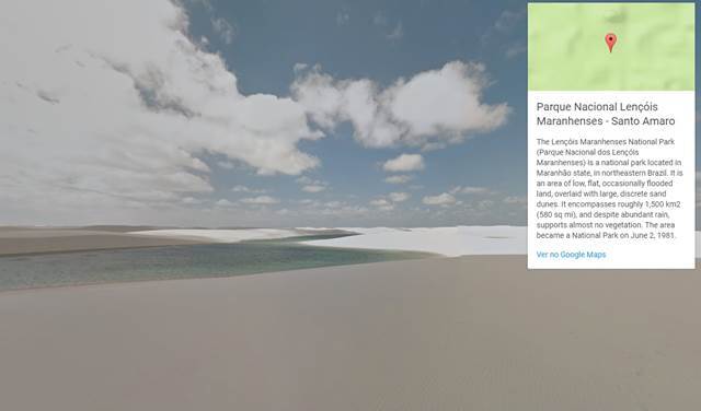 Lençóis Maranhenses é um dos 7 parques naturais disponíveis no Street View