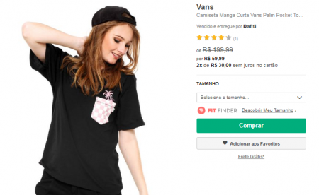 Camiseta feminina está com 70% OFF