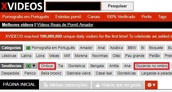 A tag ‘ônibus’ é uma das mais buscadas no site de conteúdo pornográfico