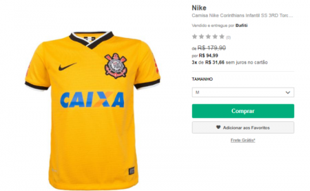 Camisa do Corinthians está com 47% OFF