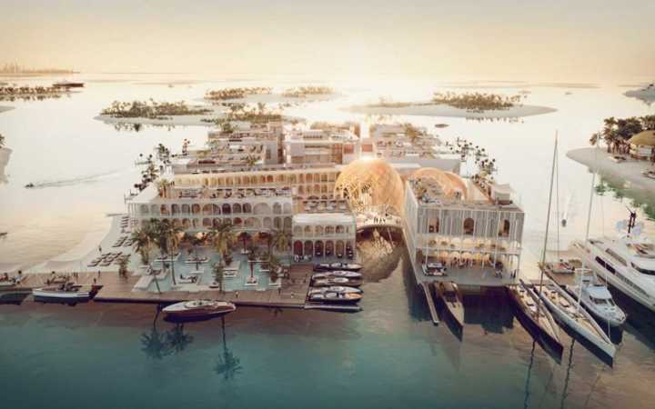 Concepção artística mostra como será o The Floating Venice, em Dubai