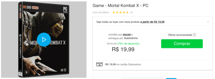 O game Mortal Kombat X sai por apenas R$ 19,99