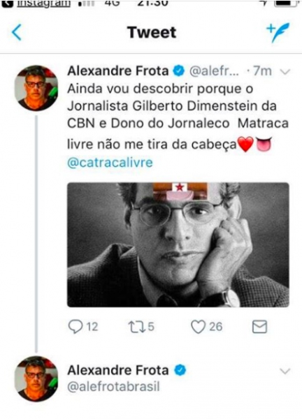 Twitter de Frota contra o Catraca