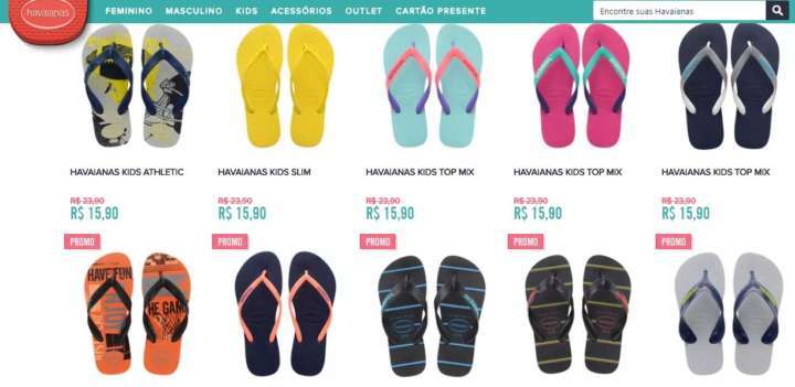 Loja on-line da Havaianas tem chinelos por menos de R$ 12