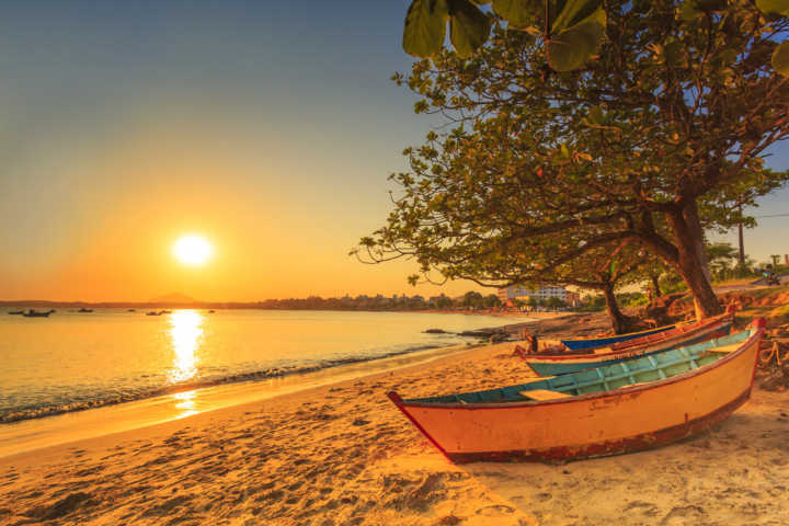 Entardecer na praia de, Meaípe, em Guarapari