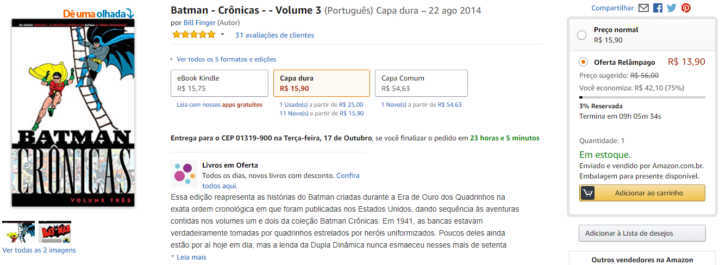 Você pode economizar R$ 42,10 nas crônicas do Batman