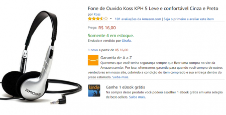 Fone de ouvido Koss sai por R$ 16