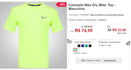 Camiseta Nike está com 25% OFF