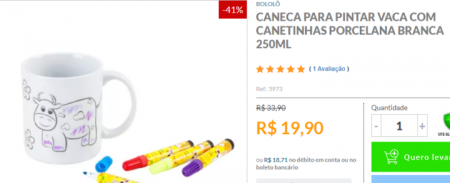 Canecas para pintar saem por R$ 19,90