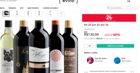 Kit 24 por 24 por 24 – 5 vinhos de R$302,20 por R$120,00