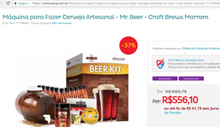 Máquina Cerveja Artesanal – Mr. Beer: de R$ 889,76 por R$556,10