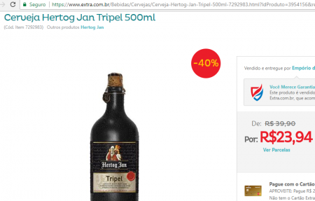 Cerveja Hertog Jan Tripel 500ml: de R$ 39,90 por R$23,94