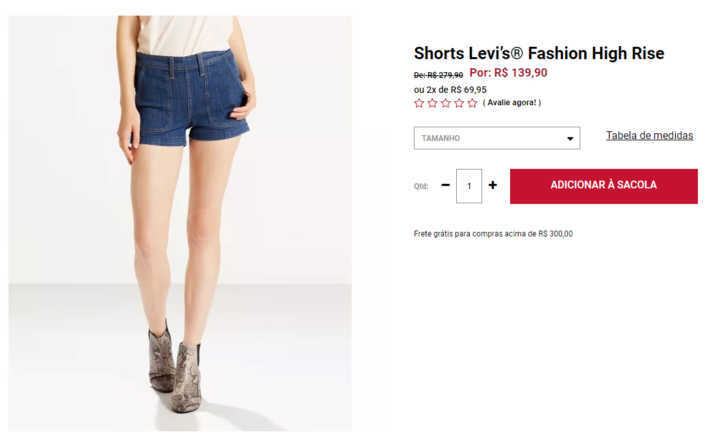 Super liquida Levi's dá 50% OFF em shorts e saias jeans