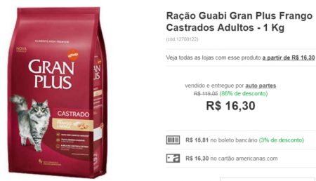 Ração Gran Plus está com 86% de desconto